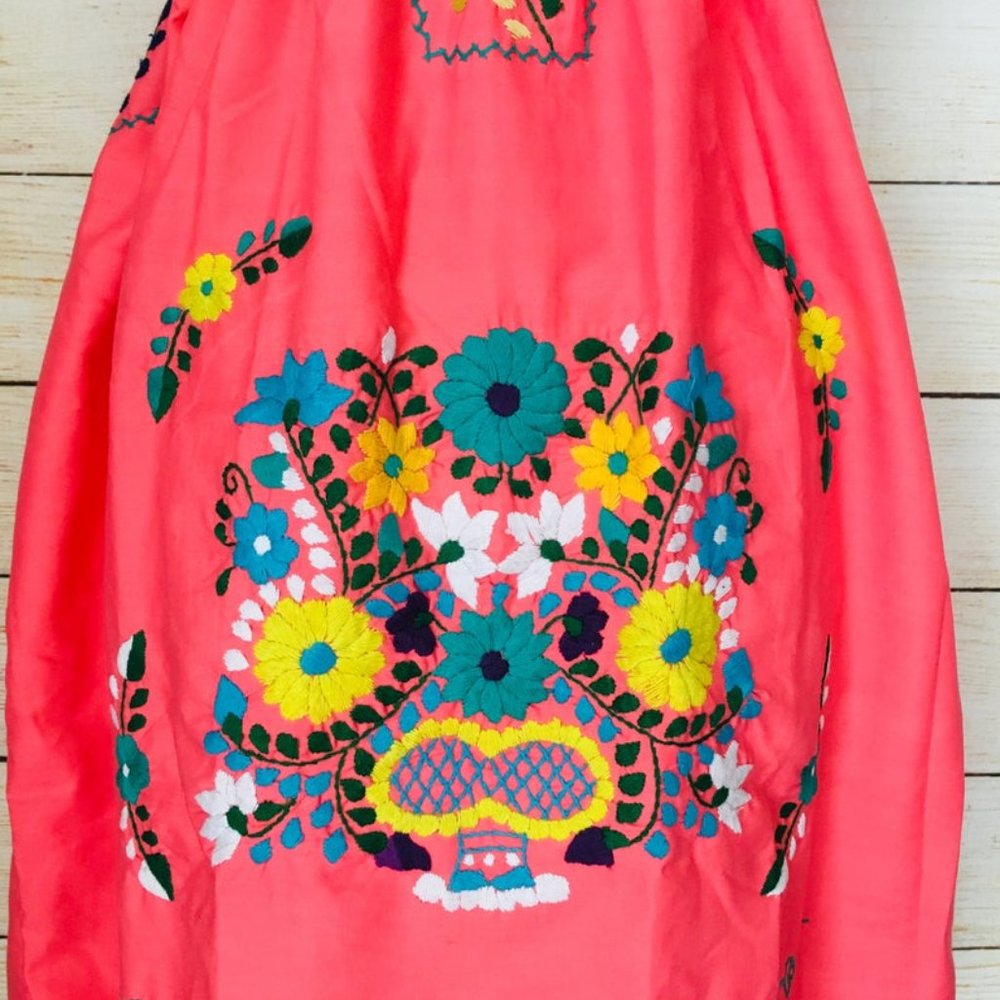 Womens Embroidered Strapless Coral Pink - Picture 7 of 9